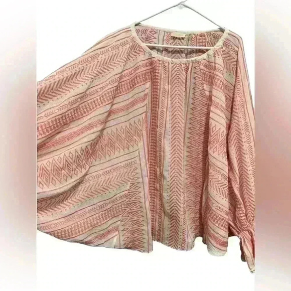 Ramy Brooke New York Oversized Balloon Sleeve Textured Beachy Blouse Shirt S - Picture 2 of 7